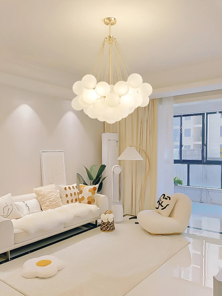 LED élégant moderne bulle boule plafond lustre ivoire verre suspension lumières nordique pour salle à manger Restaurant lampe suspendue - vue 4 sur 10