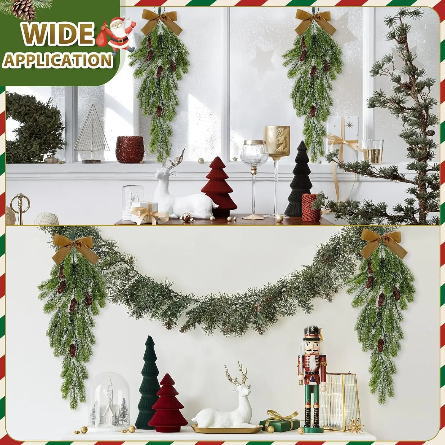 guirlande de pommes de pin artificielles pour décorations de noël - vue 6 sur 8