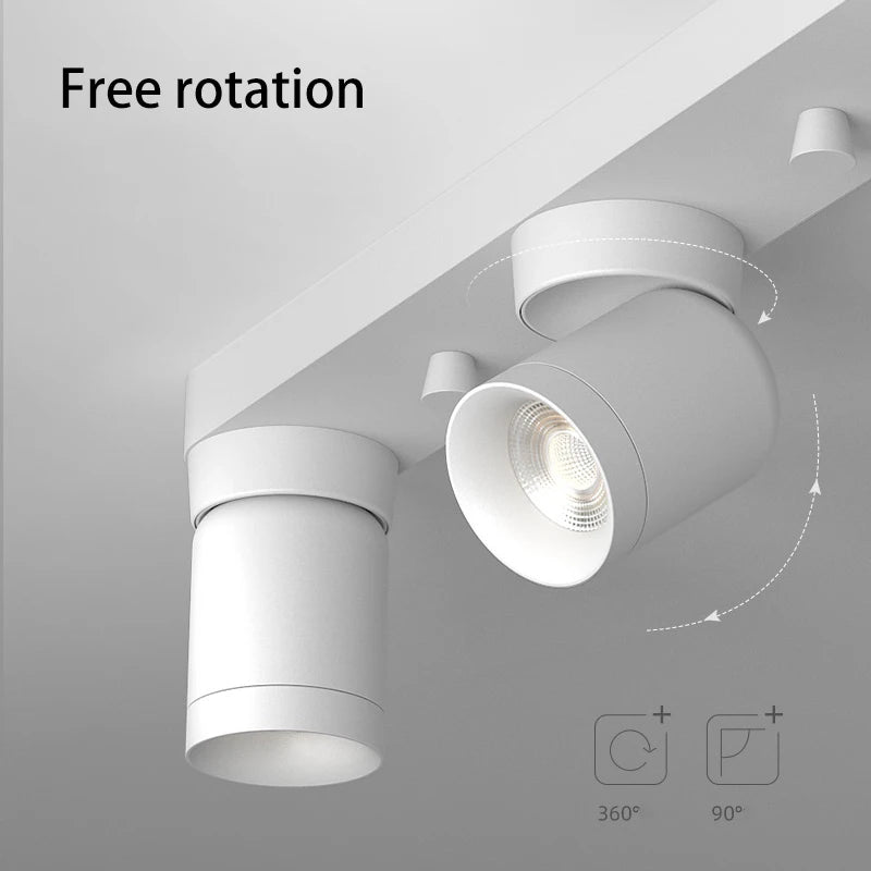 led projecteurs montés en surface spots rotatifs applique murale sur rail - vue 4 sur 5