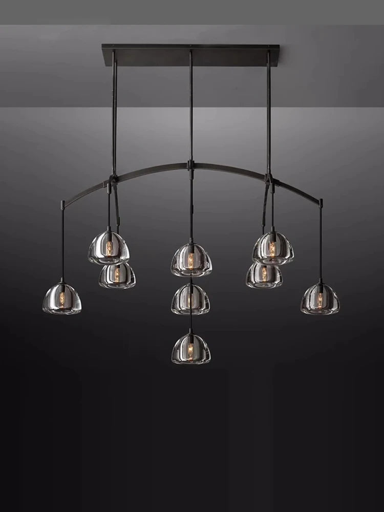 lustre vintage en cristal et cuivre pour éclairage élégant - vue 6 sur 13
