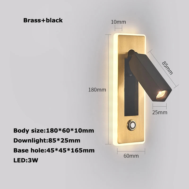 applique murale led rotative avec interrupteur pour lecture - vue 8 sur 23