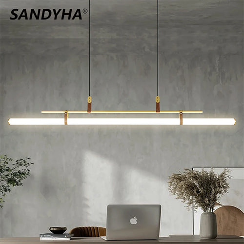 Moderne LED-Pendelleuchte Sandyha im Tubusdesign mit langer Lichtleiste - vue 2 sur 10