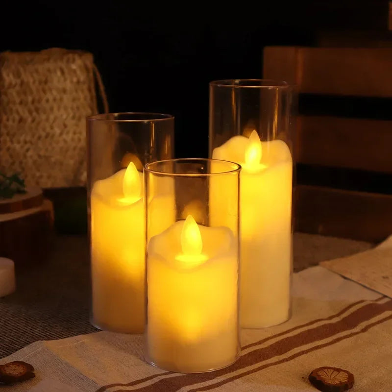 lot de 6 bougies LED en verre acrylique pour mariage et Noël - vue 6 sur 9