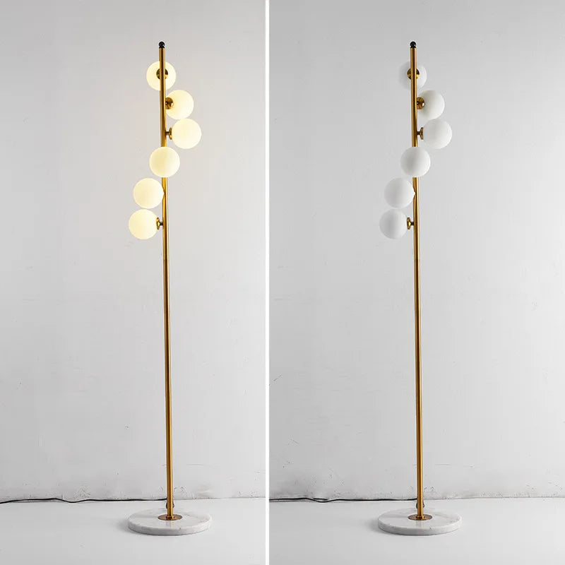 lampadaire led bicolore moderne en verre et fer marbre - vue 5 sur 6