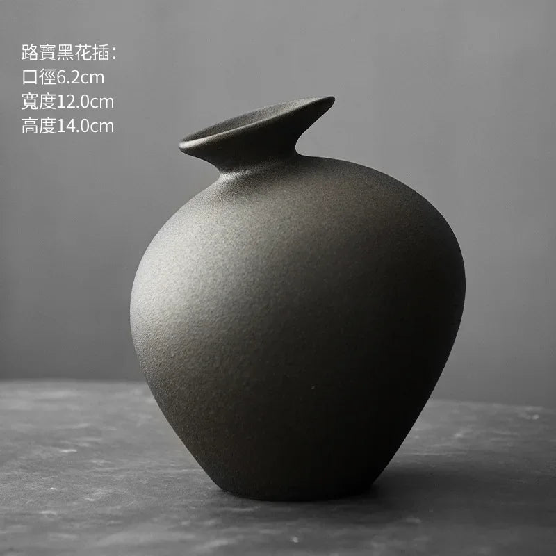 vase en terre cuite japonais imitation pierre vintage pour fleurs - vue 18 sur 21