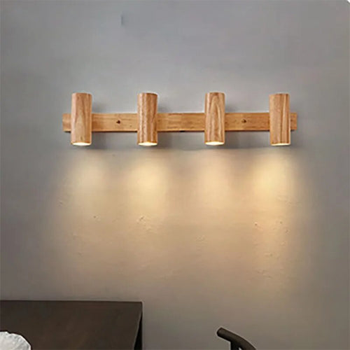 Applique murale LED nordique bois réglable projecteur étude den