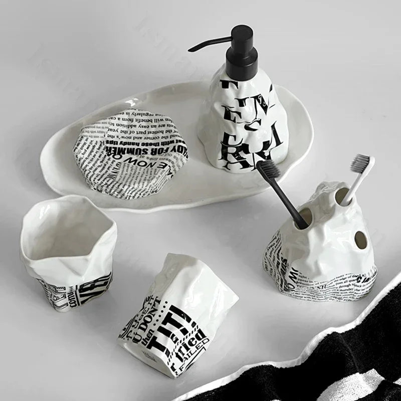 accessoires en céramique d'art origami pour salle de bain haut de gamme - vue 6 sur 15