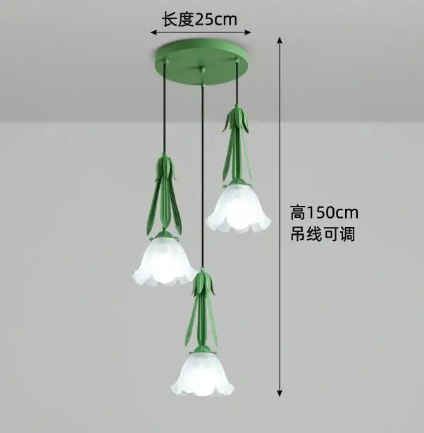 lustre suspendu à led en verre blanc laiteux à 3 têtes - vue 9 sur 12