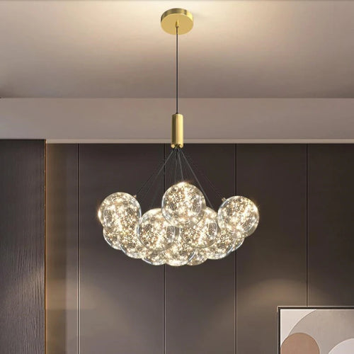 lampe led suspendue en verre transparent gypsophile design moderne réglable en hauteur