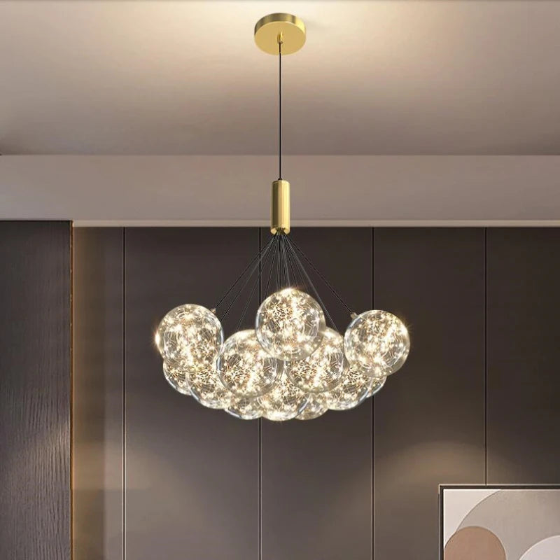 suspension LED en verre transparent design moderne réglable en hauteur - vue 4 sur 11