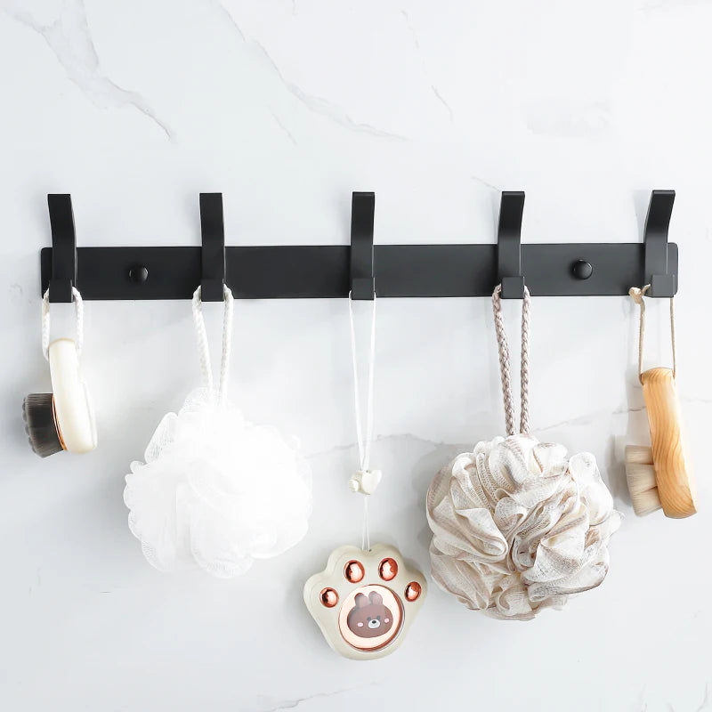 crochets modernes pour porte-serviettes muraux en aluminium noir - vue 5 sur 14