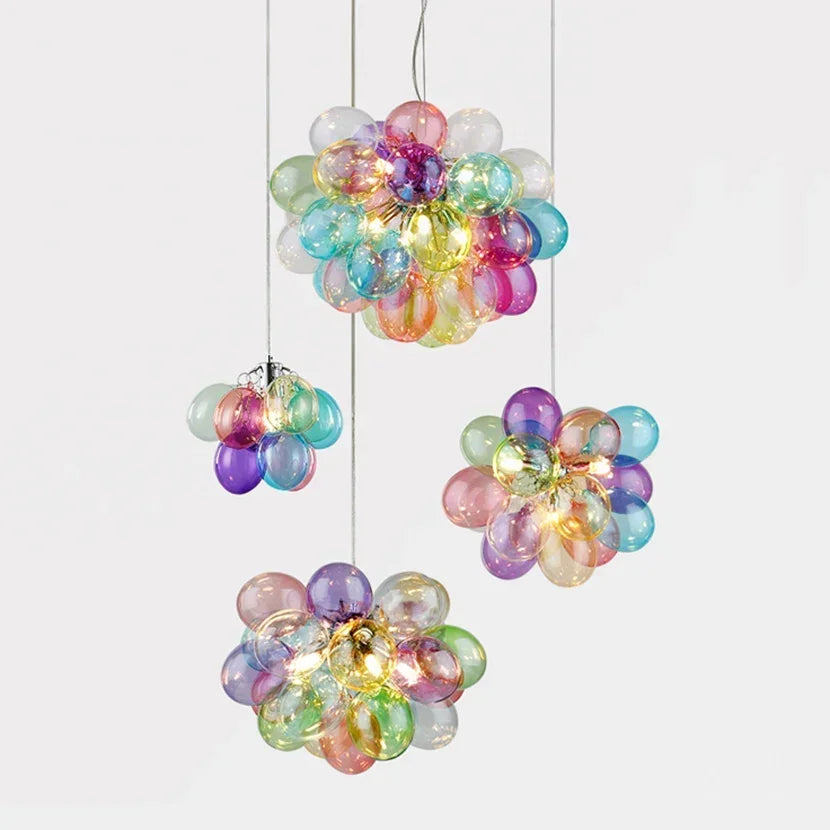 Colorful Bubble Chandelier Glass Pendant Lamp Ceiling Light Suspension Hanging Luminaire for Living Room Bedroom - vue 6 sur 14