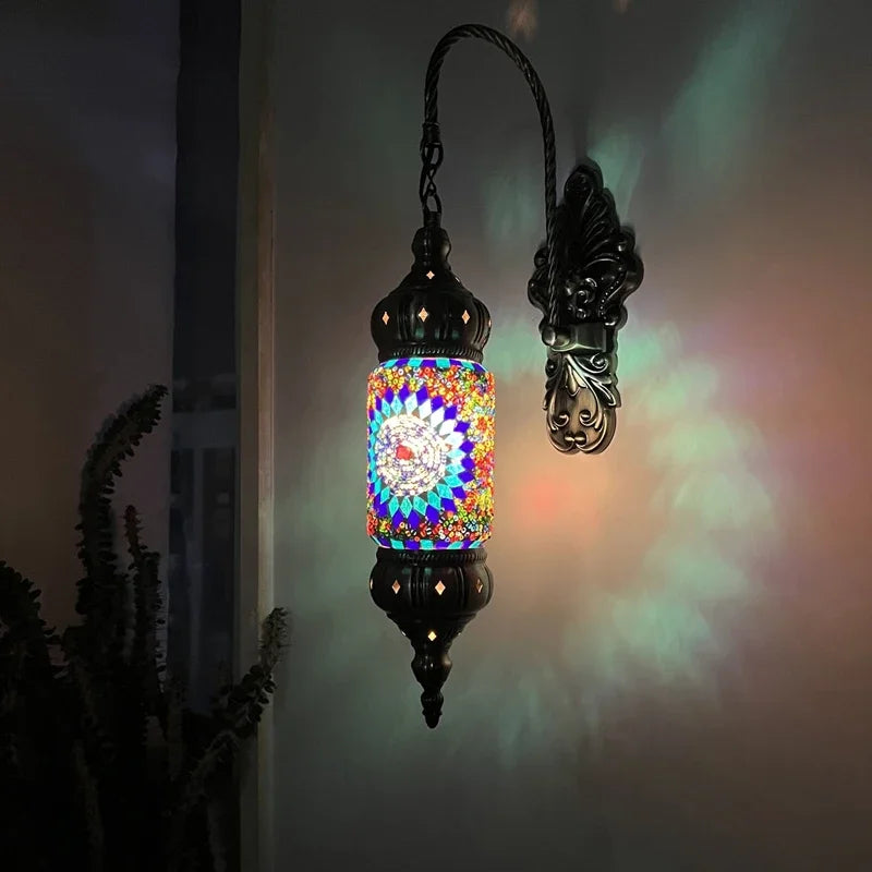 Mediterrane Wandleuchten im Boho-Retro-Mosaikstil mit LED - vue 11 sur 11