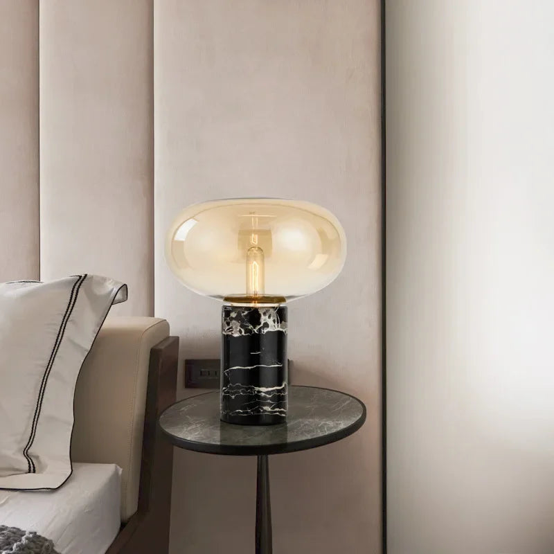 Minimalist Marble Decoration Desk Lamp Glass Desk Light for Bedroom - vue 5 sur 10