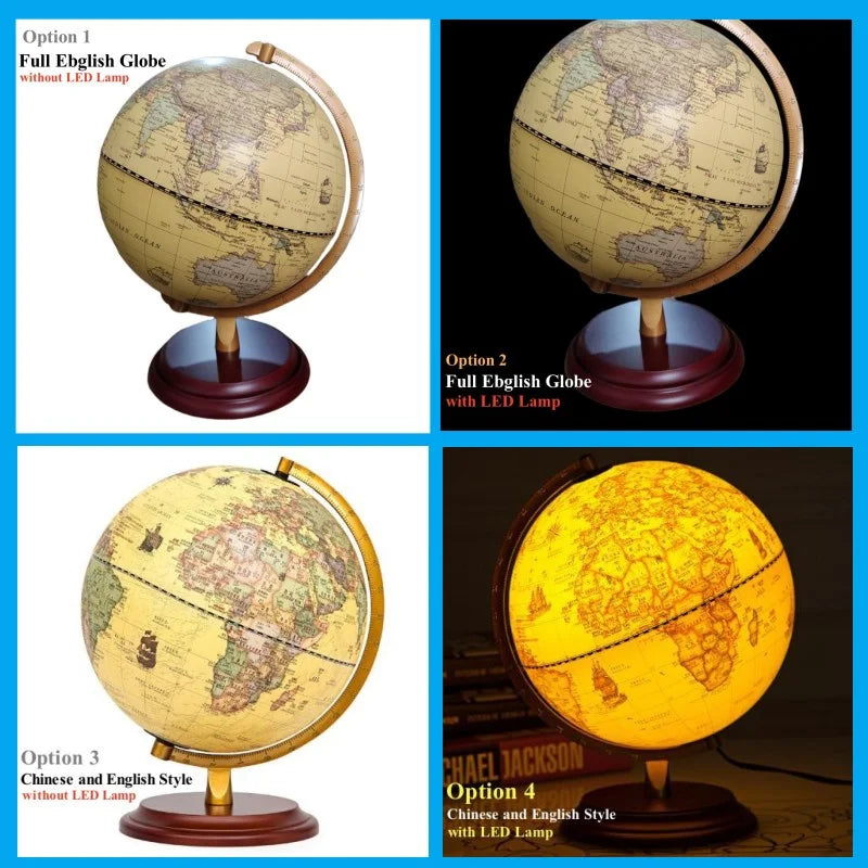 globe terrestre imprimé en hd avec lampe led artisanale 360 degrés - vue 8 sur 10