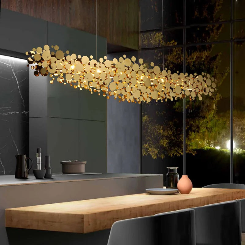 lustre moderne en acier inoxydable chromé pour intérieur