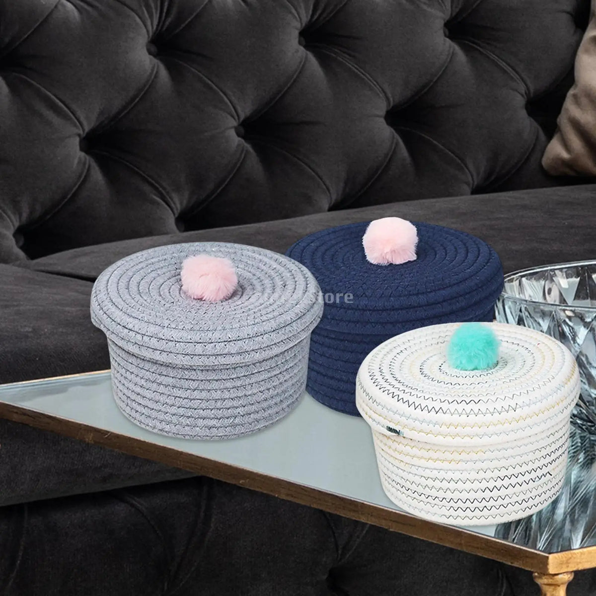 panier en coton tissé à la main pour rangement décoratif - vue 5 sur 15