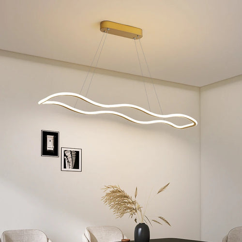 suspension moderne longue vague lumineuse pour salle à manger
