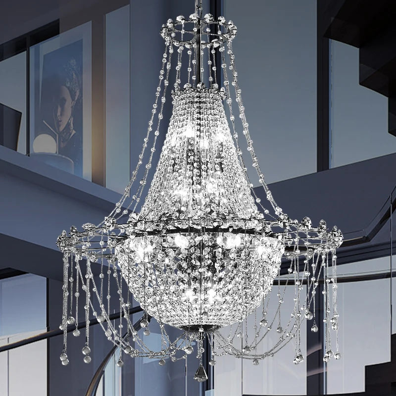 Kronleuchter K9 Luxus aus Edelstahl LED-Pendelleuchte modern - vue 4 sur 8