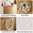 Large Laundry Basket, Waterproof, Freestanding Laundry Hamper, Collapsible Tall Clothes Hamper with Extended Handles for Clothes