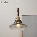 suspension en noyer et verre pour intérieur moderne