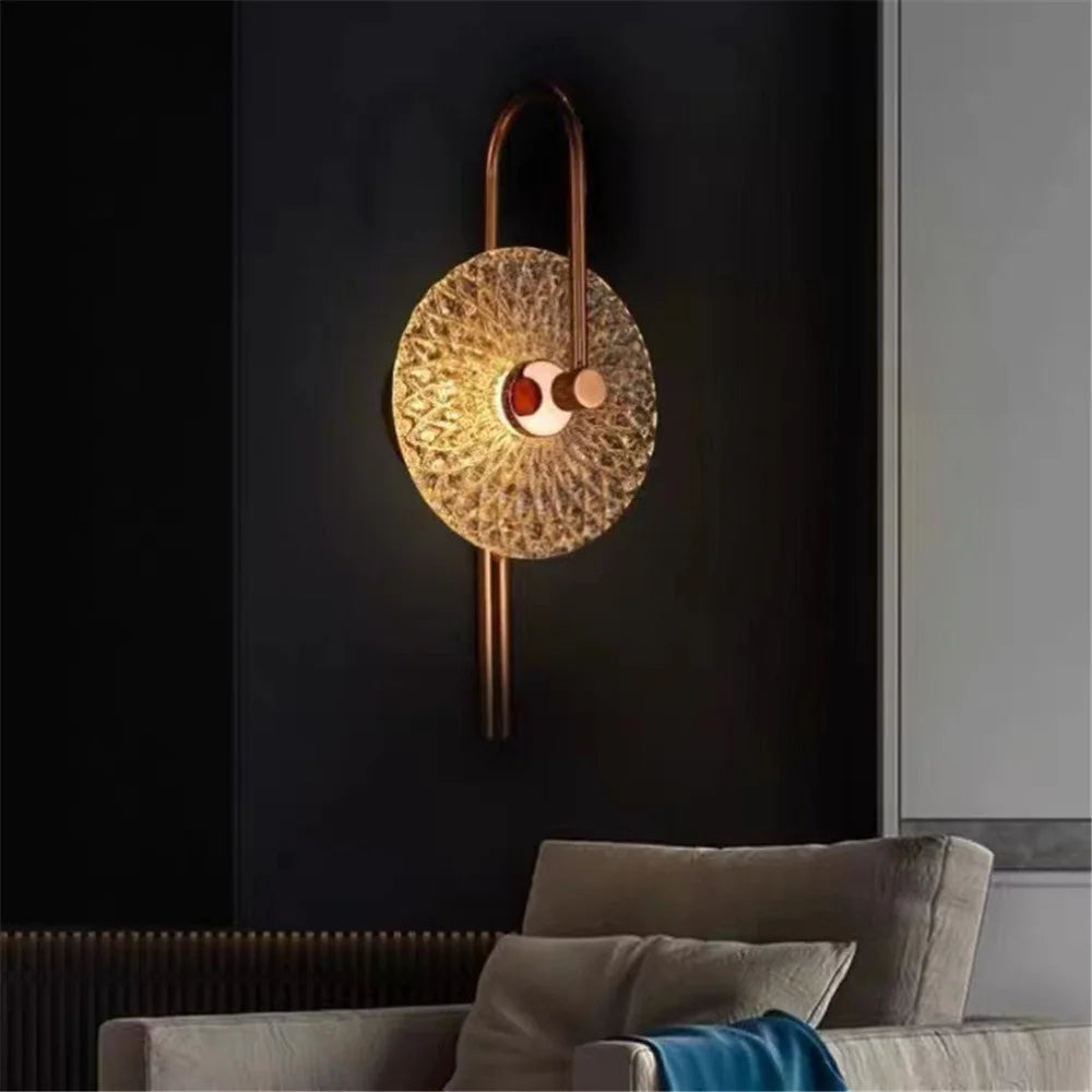 applique murale led ronde en verre de luxe pour éclairage artistique - vue 7 sur 7