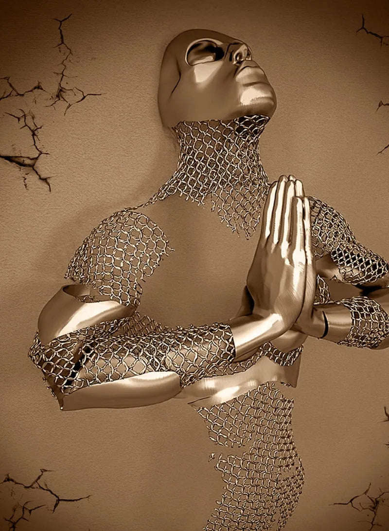 Affiche toile couple amoureux s'embrassant avec paillettes argentées décorative