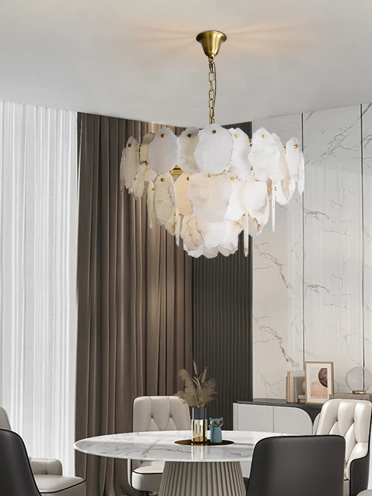 lustre en marbre naturel en cuivre pour décoration intérieure élégante - vue 5 sur 10