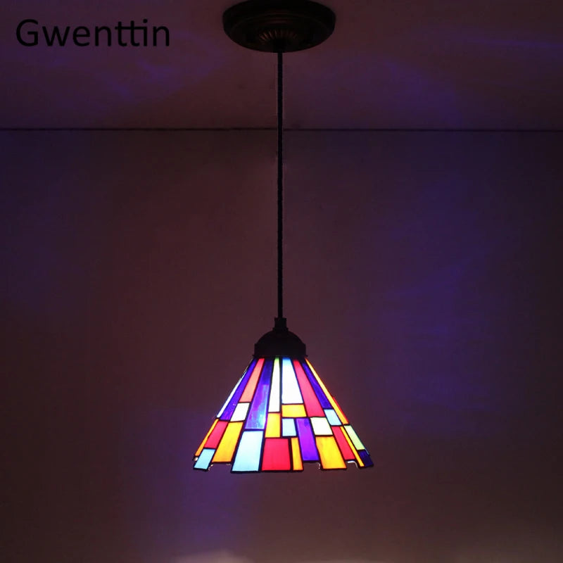 Vintage Tiffany Pendelleuchte aus dekorativem Glas für modernes Interieur - vue 9 sur 28