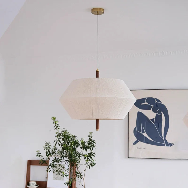 Nordische Retro-Pendelleuchte aus Hanfseil und Rattan mit LED - vue 4 sur 9