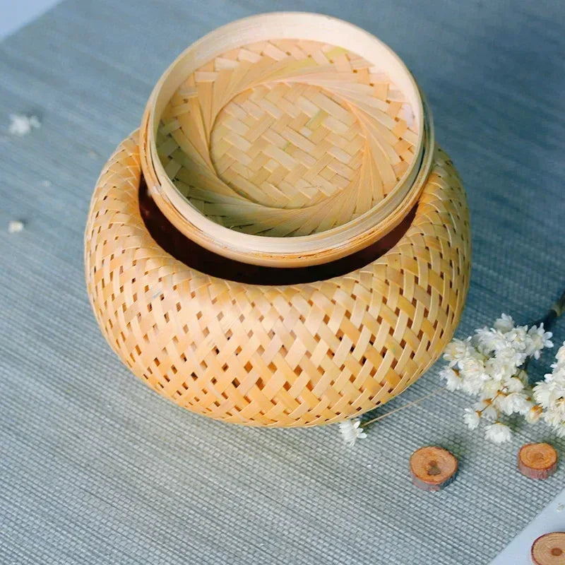 panier en rotin tissé à la main pour rangement et décoration - vue 6 sur 7