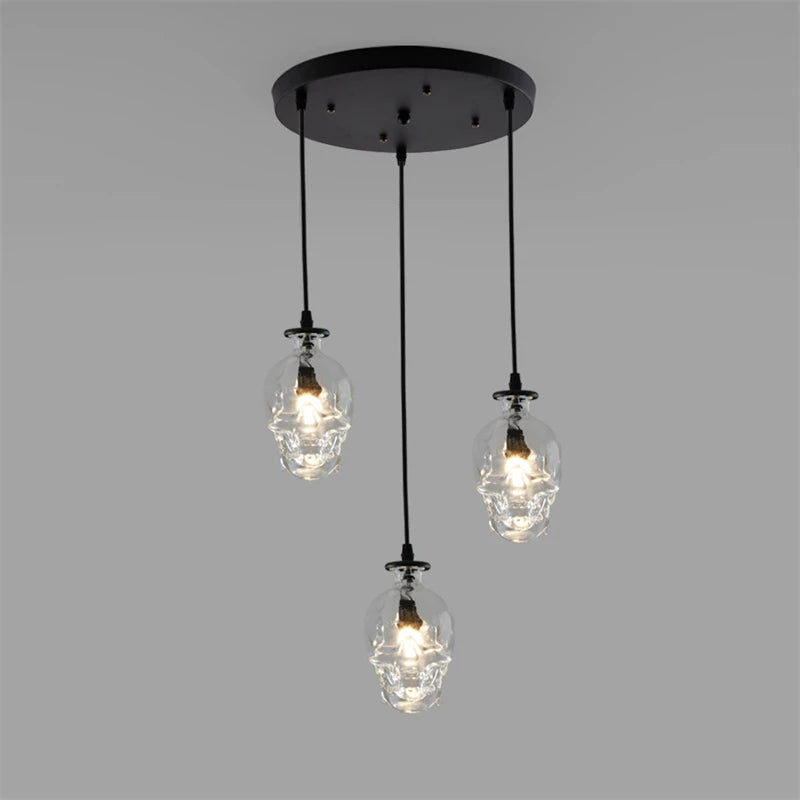 suspension loft américain rétro avec lampe crâne en bouteille de vin led - vue 5 sur 10