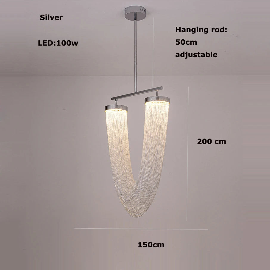 lustre art déco led dimmable en aluminium doré design moderne élégance - vue 15 sur 21