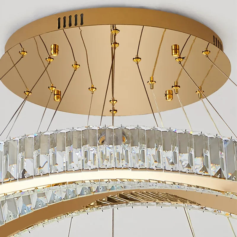 lustre moderne en cristal avec anneau pour décoration intérieure - vue 7 sur 7