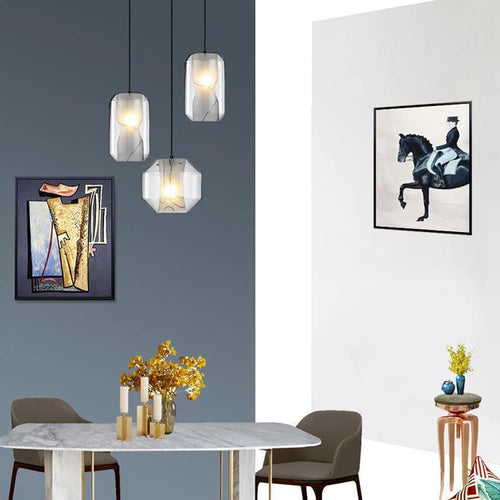 LED-Deckenleuchte aus Glas im nordischen Design – dekorative Innenleuchte - vue 3 sur 8