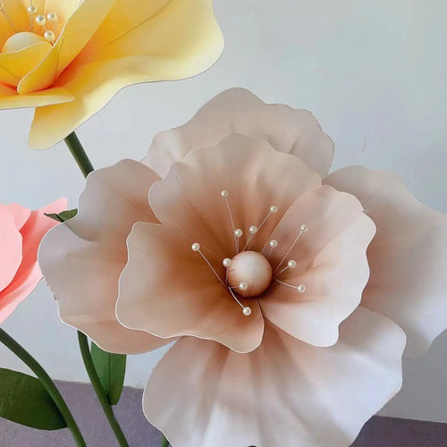 décoration mariage ensemble fleurs artificielles pavot géant pour scène - vue 5 sur 17