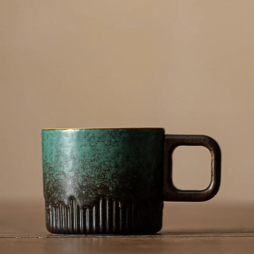 tasse cafe vintage ceramique anse bois 60 ml