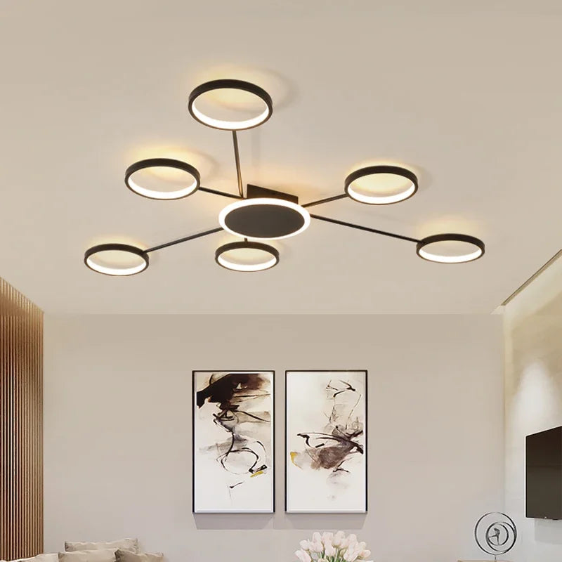 lustre led moderne design d'intérieur avec télécommande luminaire suspendu - vue 4 sur 9