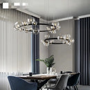 Lustre design rond avec boules en Verre clair à LED