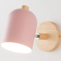 Moderne nordische LED-Wandleuchte aus Eisen und Holz, drehbar