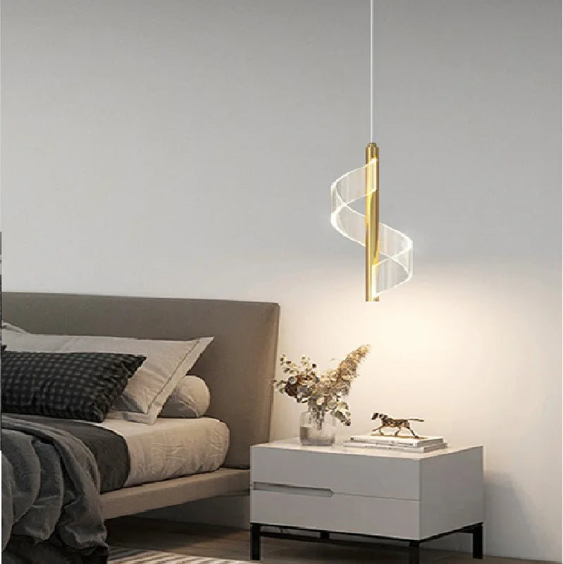 lustre led moderne nordique en acrylique à torsion spirale - vue 2 sur 12