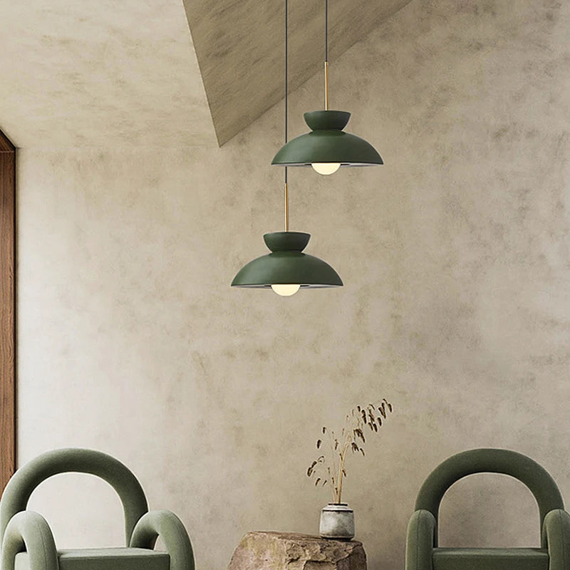 Nordique bol en forme de crème Style suspension moderne Wabi Sabi Restaurant décoratif LED lustre chambre chevet salon - vue 4 sur 9