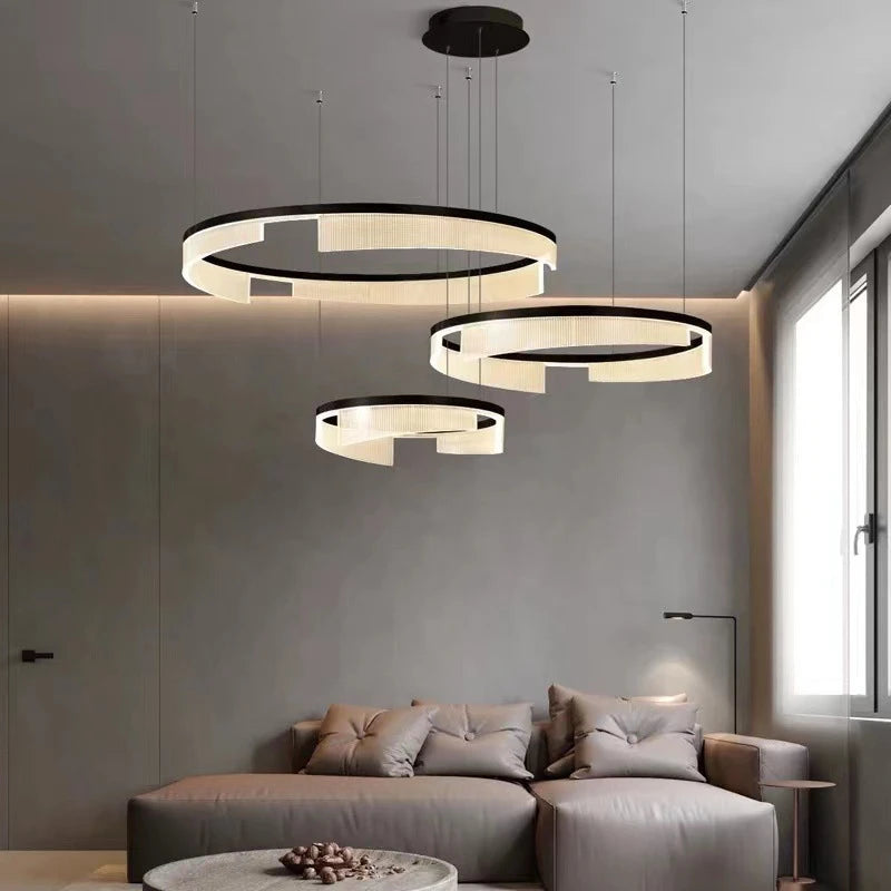 lustre à led circulaire en aluminium et acrylique pour intérieur décoratif - vue 4 sur 24