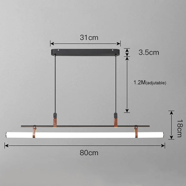 Moderne LED-Pendelleuchte Sandyha im Tubusdesign mit langer Lichtleiste