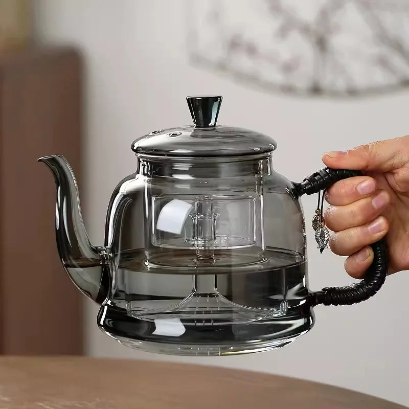 Théière en verre borosilicate 1.2l infuseur double compartiment - vue 2 sur 7