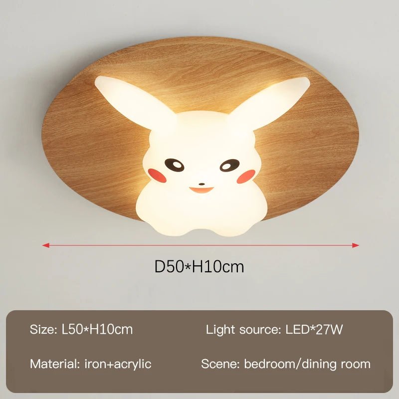 Moderner Kronleuchter für Kinder mit Holzhasen-Design
