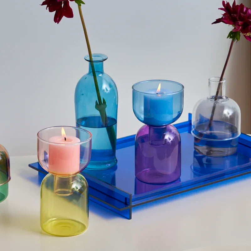 bougeoir en verre décoratif pour plantes et bougies - vue 3 sur 22
