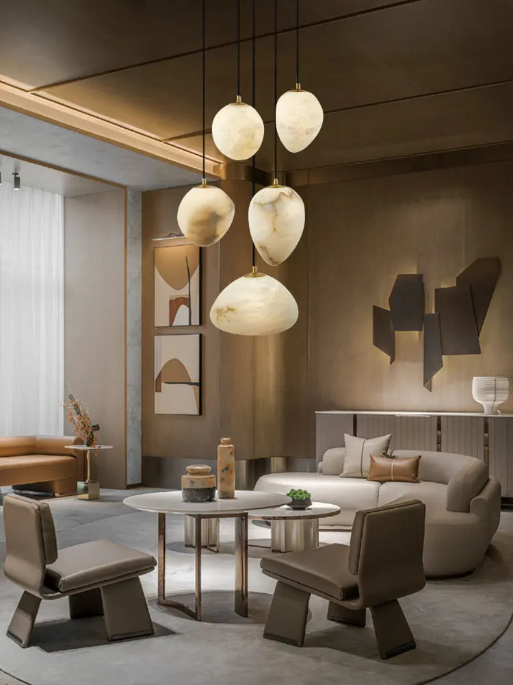 lustre suspendu en marbre géométrique pour éclairage moderne - vue 5 sur 12
