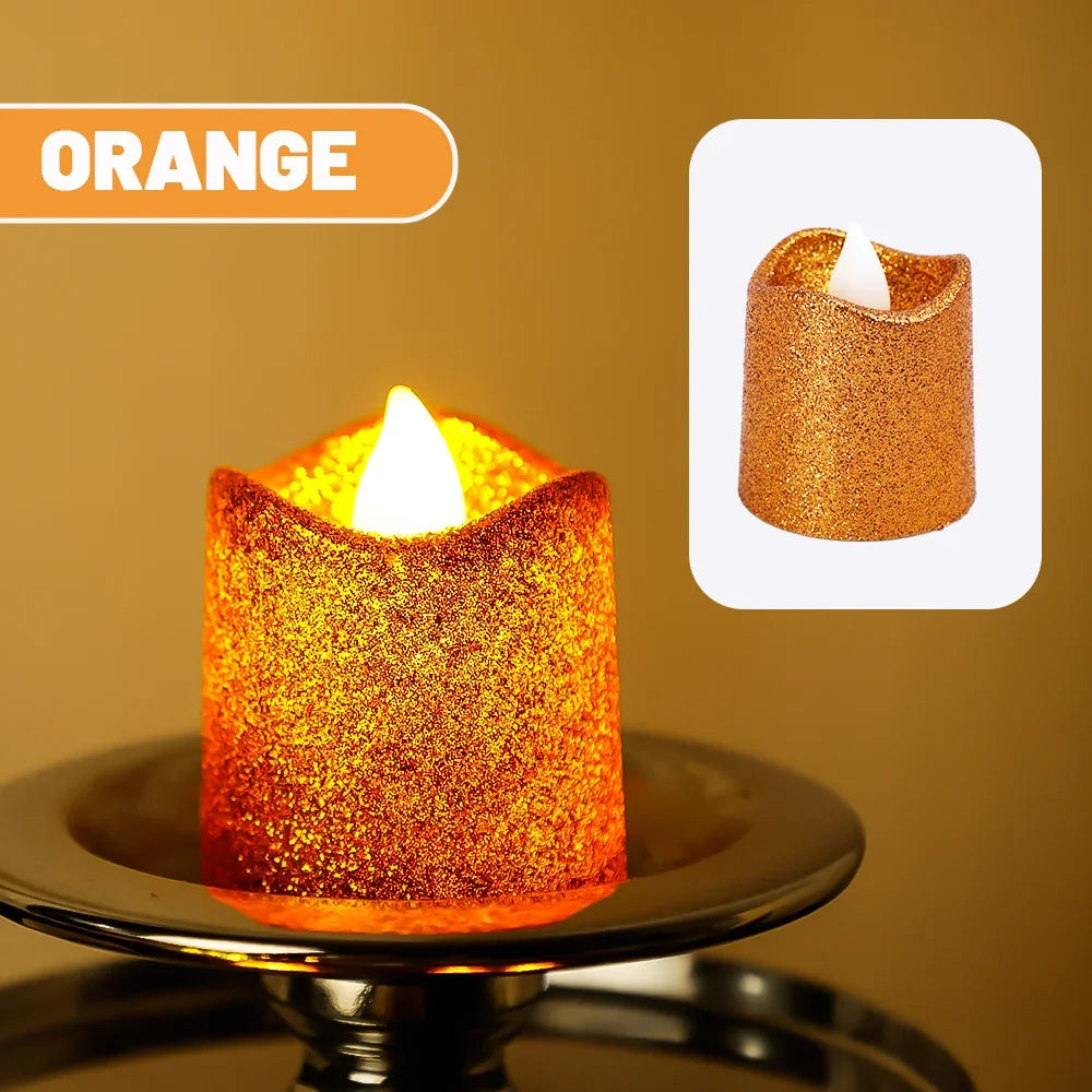 lot de 6 bougies à paillettes led pour déco romantique de fête - vue 11 sur 12