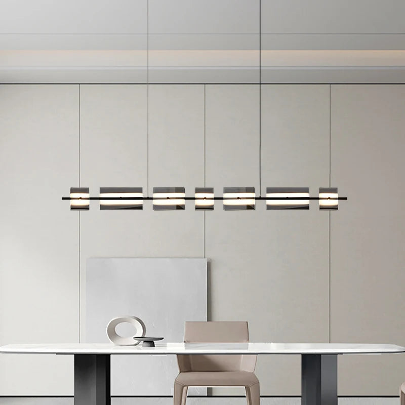 Minimalistischer italienischer Kronleuchter aus Kupfer und Glas modern - vue 3 sur 8